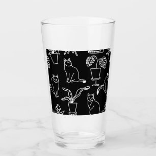 Copo De Pint Gatos brancos em preto