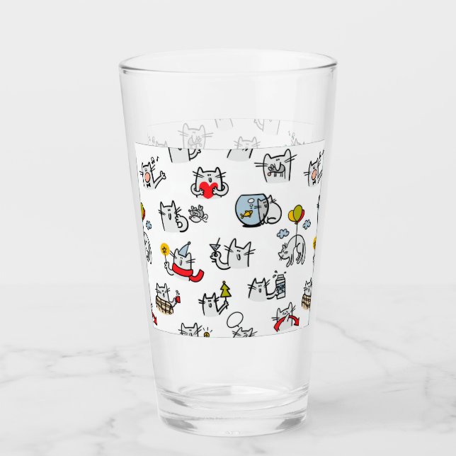 Copo De Pint Gatos engraçados, leite e magia. (Frente)