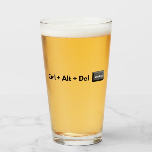 Copo De Pint Geeky Control Alt Del Reuniões (Frente (Preenchido))