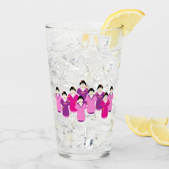 Copo De Pint Geisha Japonês em Kimonos Bonito (Gelo traseiro)