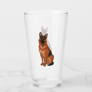 Copo De Pint German shepherd vermelho e preto GSD