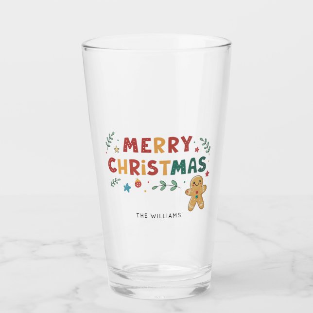 Copo De Pint Gingerpão bonito personalizado Natal (Frente)