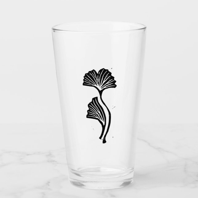 Copo De Pint Gingko Leaf Lino Impressão Glass (Frente)