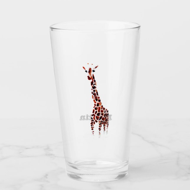 Copo De Pint Girafa Personalizada - Animal de Arte (Frente)