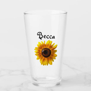 Copo De Pint Girassol Amarelo Alegre com Abelha Personalizado