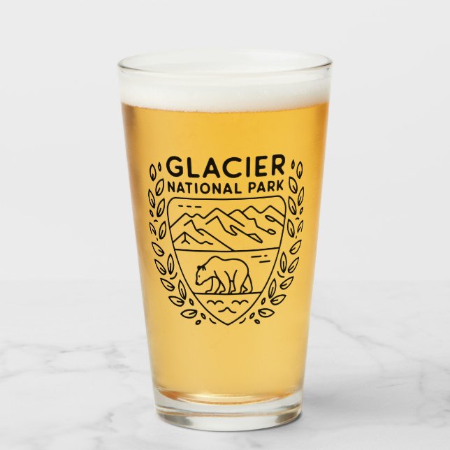 Copo De Pint Glaciar National Park Bear Emblem (Frente (Preenchido))