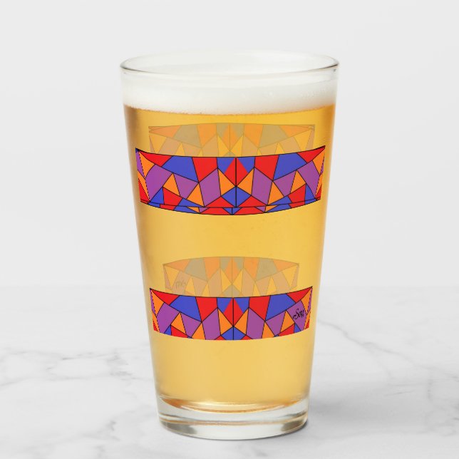 Copo De Pint Glass Cup : Abstract Design (Frente (Preenchido))