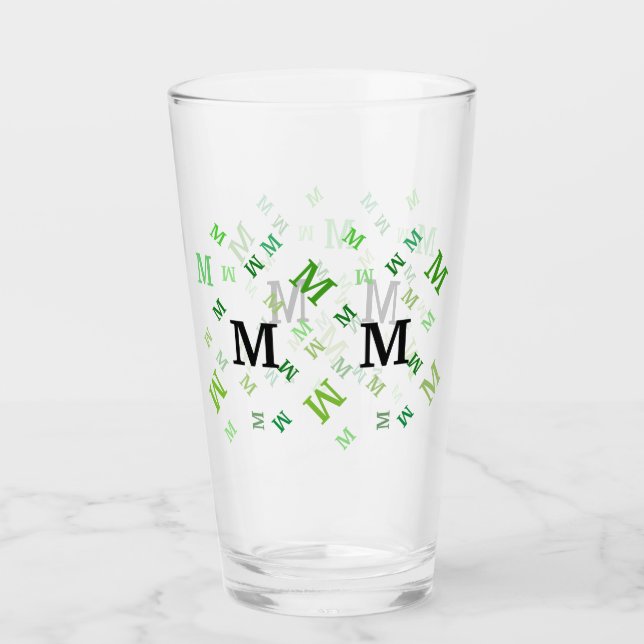 Copo De Pint Glass Tumbler - Letras embaraçadas em verde (Frente)