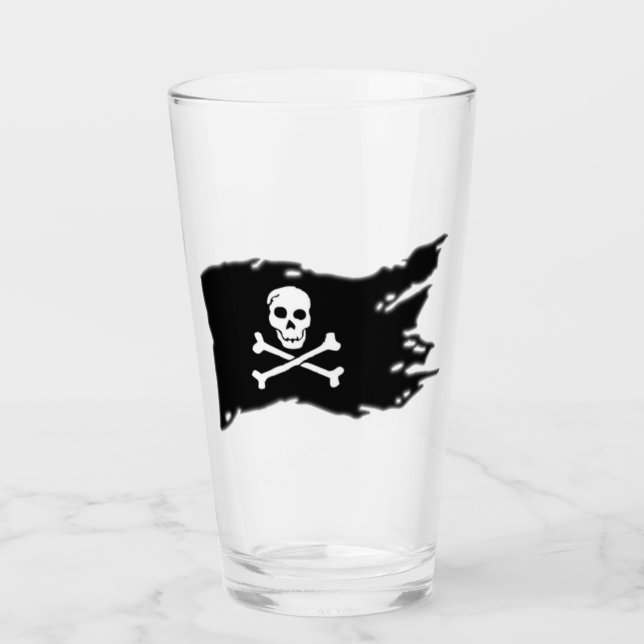 Copo De Pint Glass Tumbler Pirates Flag 16 onz (Frente)