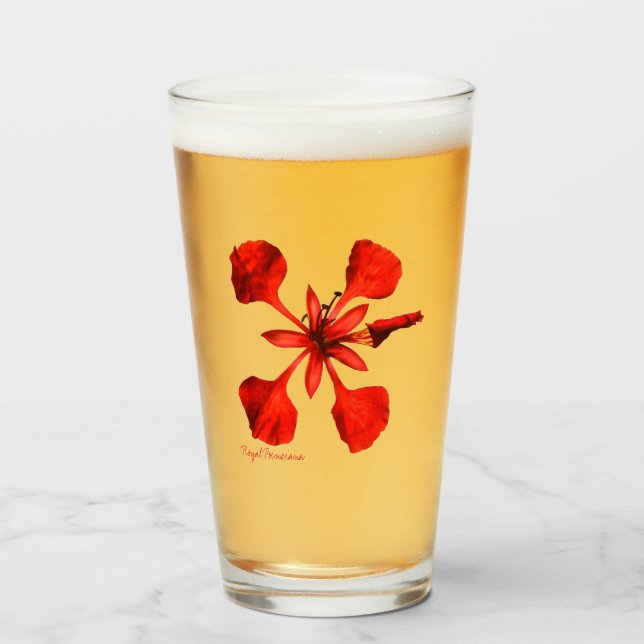 Copo De Pint Glass Tumbler Royal Poinciana 16 onz (Frente (Preenchido))