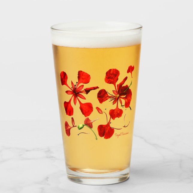 Copo De Pint Glass Tumbler Royal Poinciana 16 onz (Frente (Preenchido))