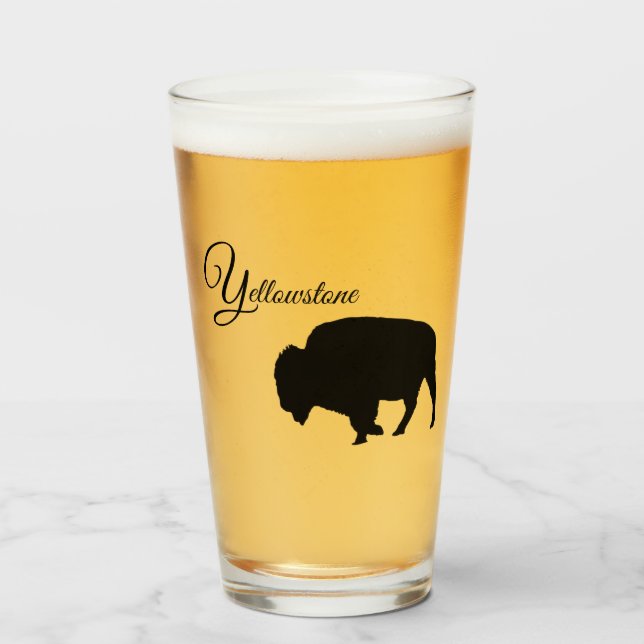 Copo De Pint Glass Tumbler-Yellowstone Buffalo (Frente (Preenchido))