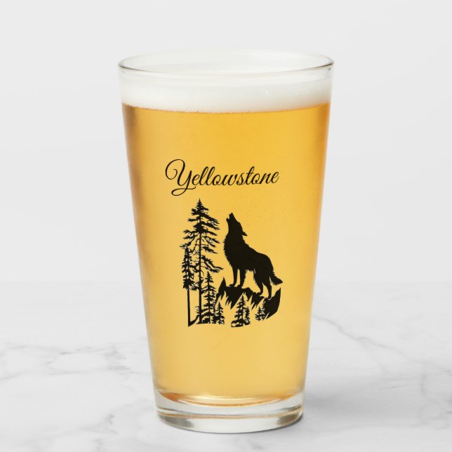 Copo De Pint Glass Tumbler-Yellowstone Wolf (Frente (Preenchido))