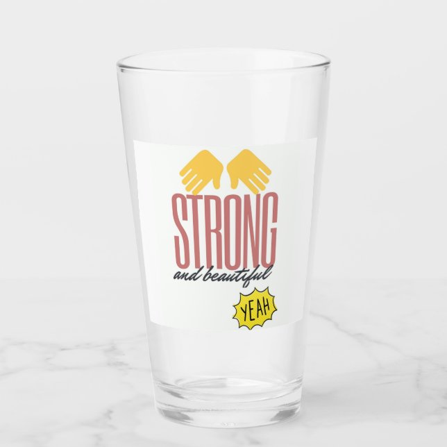 Copo De Pint Glass with text / verre avec texte rouger et noir (Frente)