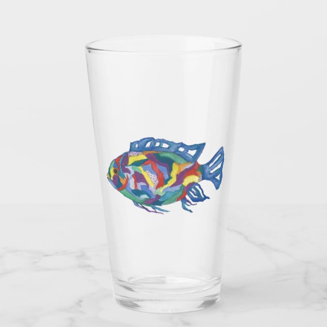 Copo De Pint Glassware Tumbler Watercolor Fish (Frente)