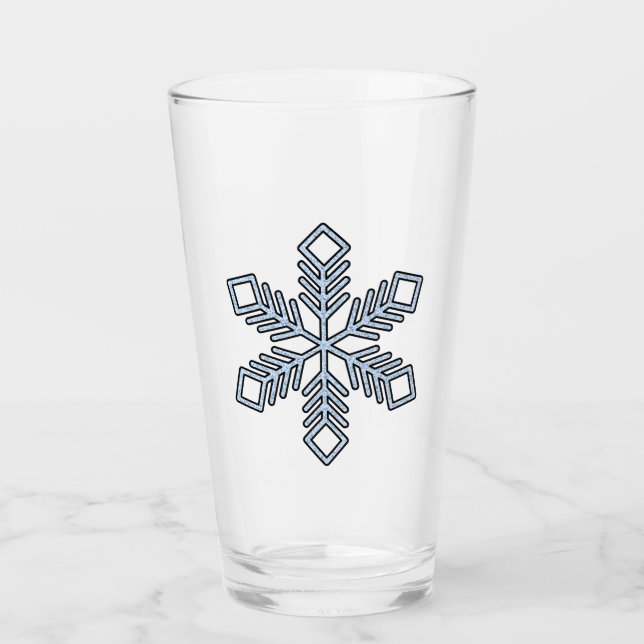 Copo De Pint Glitter Snowflake - Baby Blue Branches (Frente)