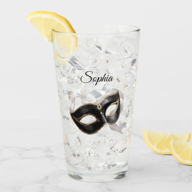 Copo De Pint Glitzy Gold Silver New Year Black Mask (Gelo frontal)