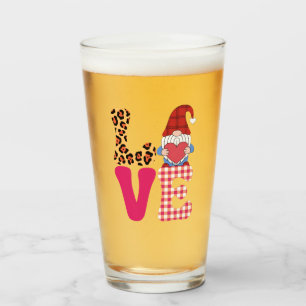 Copo De Pint Gnome do Amor Dia dos Namorados Plaid Vermelho de