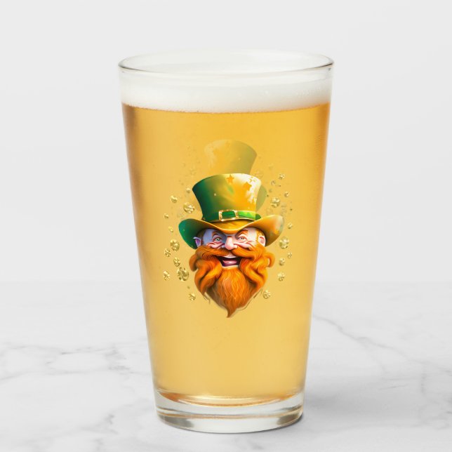 Copo De Pint Gnomo Leprechaun encara moedas de ouro Dia de Patr (Frente (Preenchido))