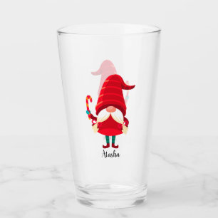 Copo De Pint Gnomo Natal Segurando Uma Canela De Doces