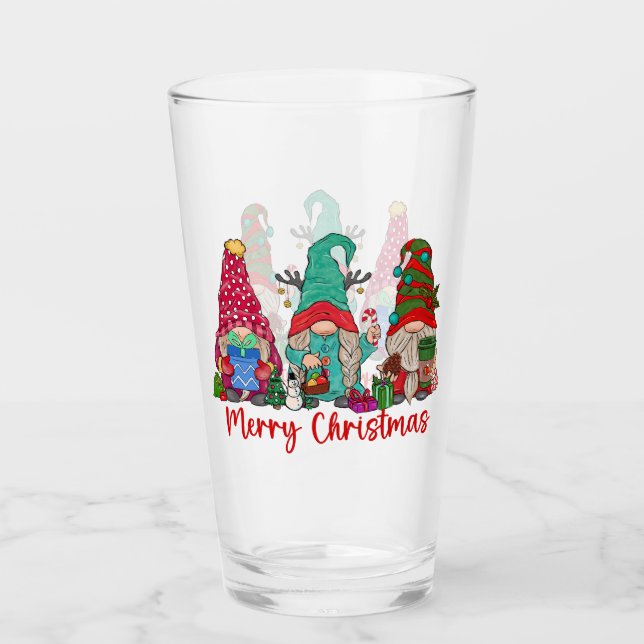 Copo De Pint Gnomos Trio Bebendo Glass (Frente)