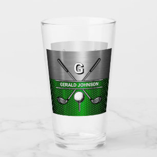 Copo De Pint Golf Monograma Verde Metálico e Prata