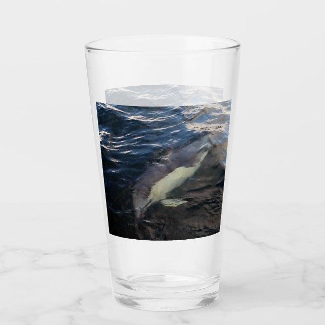 Copo De Pint Golfinho-comum Personalizável Nadando no Oceano (Frente)