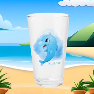 Copo De Pint golfinhos bonitos de praia adicionam nome Glass