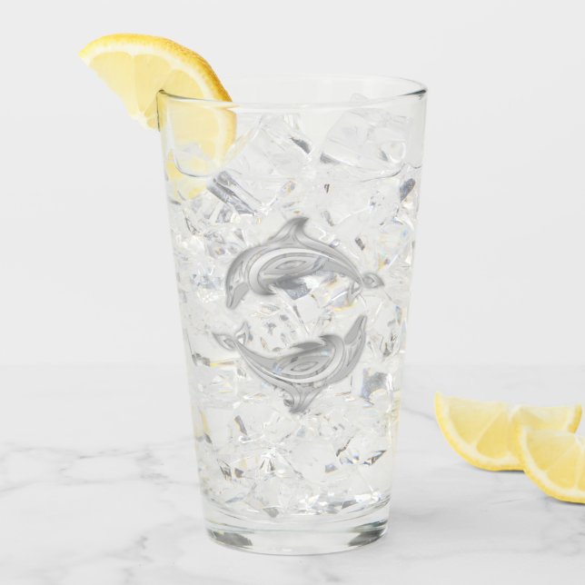 Copo De Pint Golfinhos prateados (Gelo frontal)