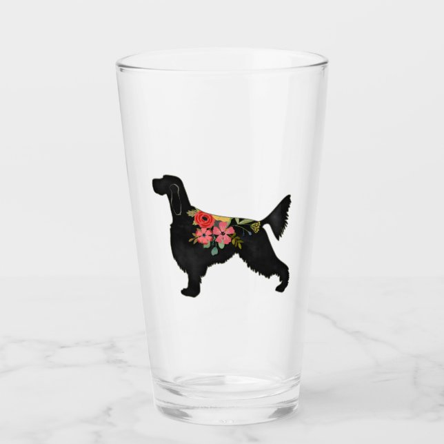 Copo De Pint Gordon Setter Dog Breed Bohemian Floral Silhouette (Frente)