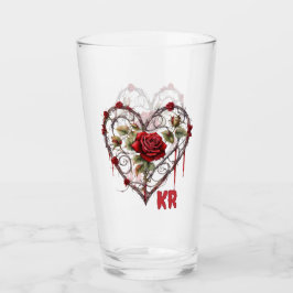 Copo De Pint Gothic Red Rose Heart Vine Artwork