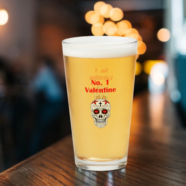 Copo De Pint Gótica Número 1 Namorados Crânio de Açúcar Cardíac (Criador carregado)