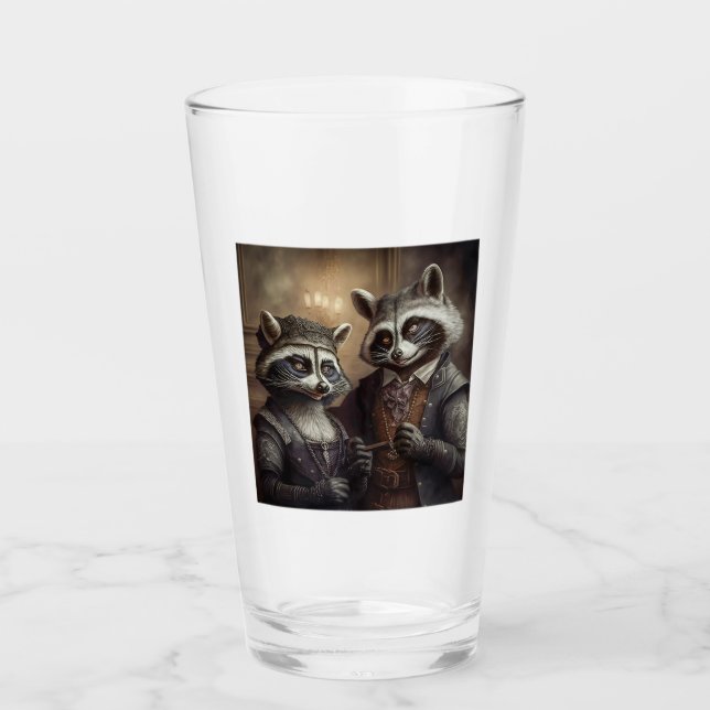 Copo De Pint Gótico Raccoons Glass Tumbler (Frente)