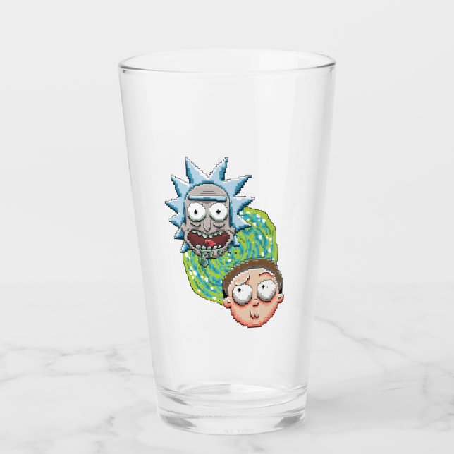Copo De Pint Gráfico do Rick Pixelverse e do Portal Morty (Frente)
