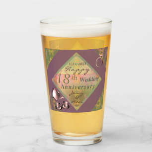 Copo De Pint Gráficos Porcelain do 18º aniversário de casamento