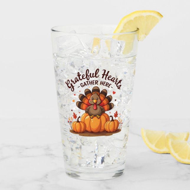 Copo De Pint Grateful Hearts Thanksgiving Turkey (Gelo traseiro)