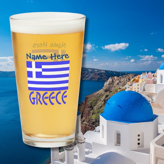 Copo De Pint Grécia Bandeira Grega Azul Personalização  (Criador carregado)