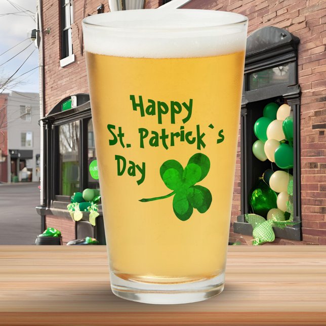 Copo De Pint Green Shamrock Irish Happy Day, Rua feliz irlandes (Criador carregado)