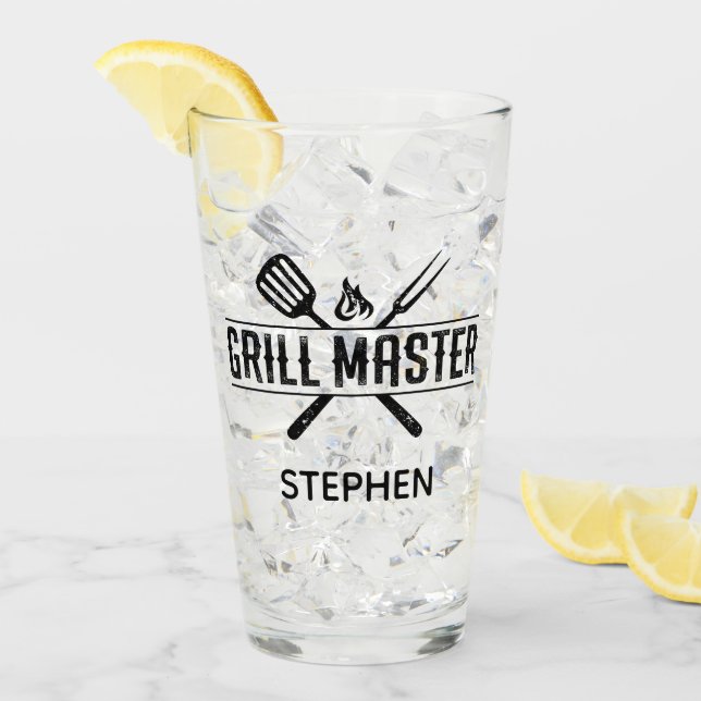 Copo De Pint Grill Master Faux Leather Set Glass Cup (Gelo frontal)