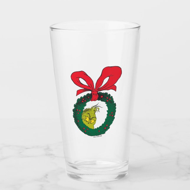Copo De Pint Grinch Clássico | Coroa de Natal (Frente)