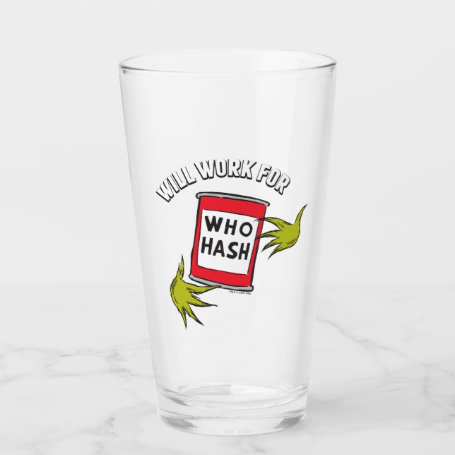 Copo De Pint Grinch Clássico | Trabalhará por Quem Hash Quote (Frente)