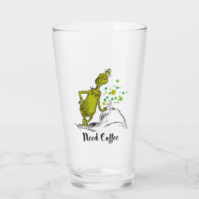 Copo De Pint Grinch | Precisa de Café Divertido (Frente)