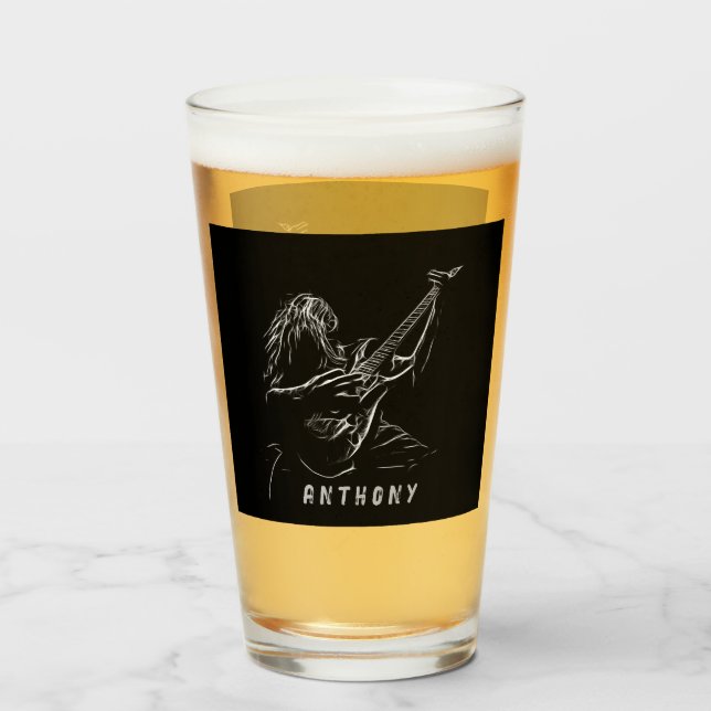 Copo De Pint Guitarista Silhouette (Frente (Preenchido))