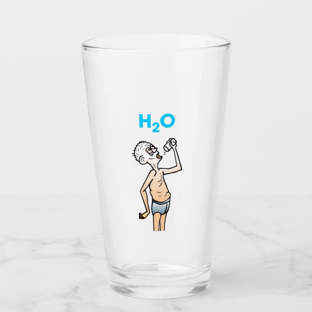 Copo De Pint H2O O Vidro Do Homem Seixado (Frente)