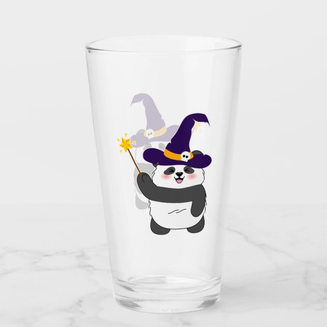 Copo De Pint Halloween Cute Baby Panda Witic Wand (Frente)