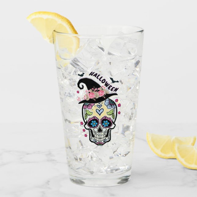Copo De Pint Halloween Flower Skull (Gelo frontal)