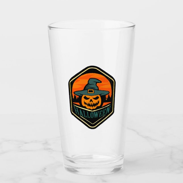 Copo De Pint Halloween Jack O Lanterna Pumpkin Pub Pint Glass (Frente)