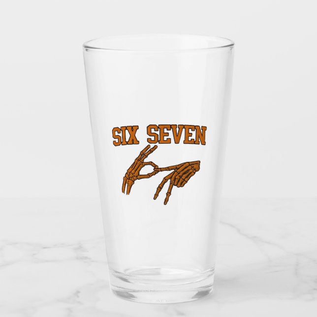 Copo De Pint Halloween Seis Sete Linguagem de Sinal de Memória  (Frente)