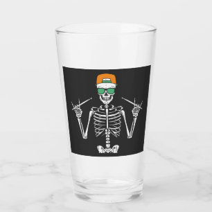 Copo De Pint Halloween Skeleton Rock Hand Tocando Drinks