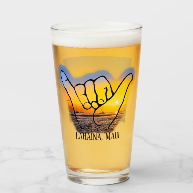 Copo De Pint Hang Loose em Lahaina, Maui, Beer Glass (Frente (Preenchido))